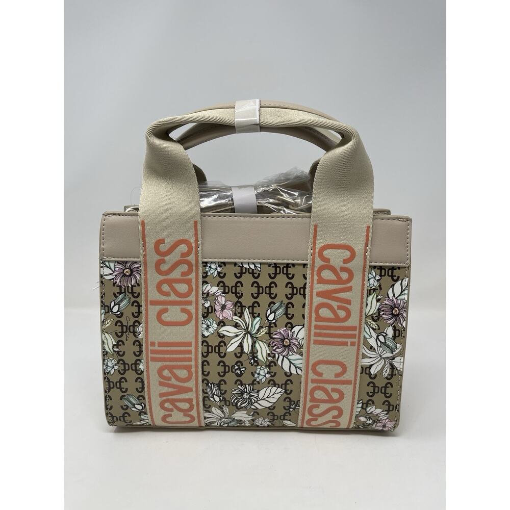 Cavalli Class Serafina Top Handel Tote Bag Beige Floral Print MSRP $99 - Picture 3 of 10